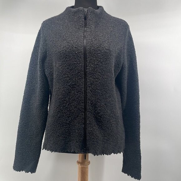 𝅺PETER Mahler zip up sweater gray wool blend career soft blazer jacket sz sm - Picture 5 of 9